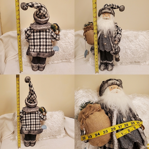 NWT White Pine Free Standing Santa Black White Plaid Herringbone Holiday Decor - Picture 16 of 17